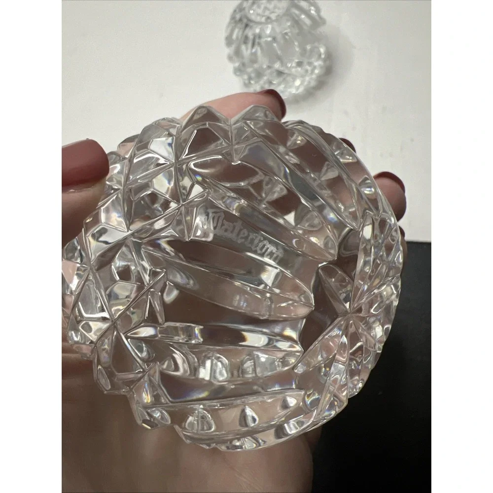 Vintage pair Waterford Crystal Ball Votive Candle Holders Signed